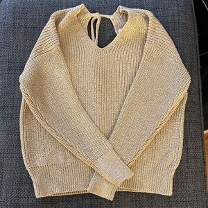 LOFT Women's Tan V-Neck Sweater